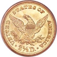 United States coin 2 1/2 Dollars - Coronet Head Quarter Eagle (1840 - 1907) reverse reverse of 2 1/2 Dollars - Coronet Head Quarter Eagle (1840 - 1907) coin with KM# 72 from United States. Inscription: · UNITED STATES OF AMERICA 2½ ·