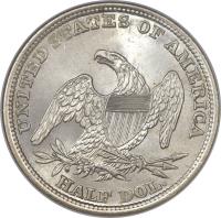 United States coin 1/2 Dollar - Capped Bust Half Dollar; HALF DOL. below eagle (1838 - 1839) reverse reverse of 1/2 Dollar - Capped Bust Half Dollar; HALF DOL. below eagle (1838 - 1839) coin with KM# 65 from United States.