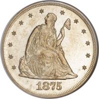 obverse of 20 Cents - Seated Liberty (1875 - 1878) coin with KM# 109 from United States. Inscription: LIBERTY 1876