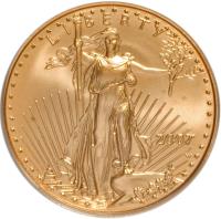 United States coin 25 Dollars - American Gold Eagle Bullion (1986 - 2011) obverse obverse of 25 Dollars - American Gold Eagle Bullion (1986 - 2011) coin with KM# 218 from United States. Inscription: LIBERTY 2007 W ASG