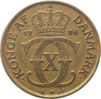 obverse of 1 Krone - Christian X (1924 - 1941) coin with KM# 824 from Denmark. Inscription: KONGE AF DANMARK 19 36
