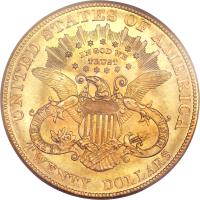 United States coin 20 Dollars - Liberty Head Double Eagle; With motto TWENTY DOLLARS (1877 - 1907) reverse reverse of 20 Dollars - Liberty Head Double Eagle; With motto TWENTY DOLLARS (1877 - 1907) coin with KM# 74.3 from United States. Inscription: UNITED STATES OF AMERICA IN GOD WE TRUST E PLURIBUS UNUM TWENTY DOLLARS
