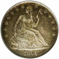 United States coin 1/2 Dollar - Confederate States of America (1861) obverse obverse of 1/2 Dollar - Confederate States of America (1861) coin with KM# Pn2 from United States. Inscription: LIBERTY 1861