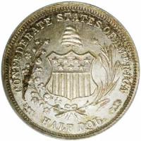 United States coin 1/2 Dollar - Confederate States of America (1861) reverse reverse of 1/2 Dollar - Confederate States of America (1861) coin with KM# Pn2 from United States. Inscription: CONFEDERATE STATES OF AMERICA HALF DOL.