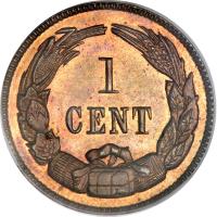 reverse of 1 Cent - Confederate States of America (1861) coin with KM# Pn1 from United States. Inscription: 1 CENT