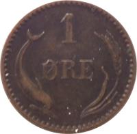 Denmark coin 1 Øre - Christian IX (1874 - 1904) reverse reverse of 1 Øre - Christian IX (1874 - 1904) coin with KM# 792 from Denmark. Inscription: 1 ØRE