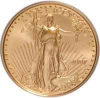 obverse of 10 Dollars - American Gold Eagle Bullion (1986 - 2011) coin with KM# 217 from United States. Inscription: LIBERTY 2007 W ASG