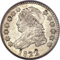 obverse of 1 Dime - Liberty Cap Dime (1809 - 1828) coin with KM# 42 from United States. Inscription: LIBERTY 1822