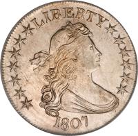 United States coin 1/2 Dollar - Draped Bust Half Dollar; Heraldic eagle (1801 - 1807) obverse obverse of 1/2 Dollar - Draped Bust Half Dollar; Heraldic eagle (1801 - 1807) coin with KM# 35 from United States.