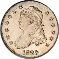 United States coin 1/4 Dollar - Liberty Cap Quarter; With motto (1815 - 1828) obverse obverse of 1/4 Dollar - Liberty Cap Quarter; With motto (1815 - 1828) coin with KM# 44 from United States. Inscription: LIBERTY 1826