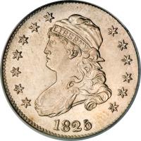 obverse of 1/4 Dollar - Liberty Cap Quarter; With motto (1815 - 1828) coin with KM# 44 from United States. Inscription: LIBERTY 1826