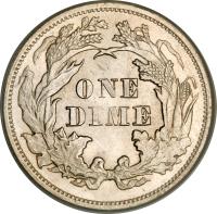 reverse of 1 Dime - Seated Liberty Dime; With date arrows (1873 - 1874) coin with KM# 105 from United States. Inscription: ONE DIME