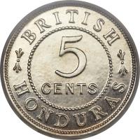 reverse of 5 Cents - George V (1911 - 1936) coin with KM# 16 from Belize. Inscription: BRITISH 5 CENTS HONDURAS
