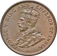 Belize coin 1 Cent - George V (1914 - 1936) obverse obverse of 1 Cent - George V (1914 - 1936) coin with KM# 19 from Belize. Inscription: GEORGE V KING AND EMPEROR OF INDIA ·