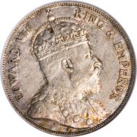 obverse of 50 Cents - Edward VII (1906 - 1907) coin with KM# 13 from Belize. Inscription: EDWARD VII KING & EMPEROR