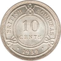 reverse of 10 Cents - George VI (1939 - 1946) coin with KM# 23 from Belize. Inscription: BRITISH HONDURAS 10 CENTS · 1946 ·