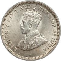 obverse of 10 Cents - George V (1918 - 1936) coin with KM# 20 from Belize. Inscription: · GEORGE V KING AND EMPEROR OF INDIA