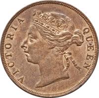 obverse of 1 Cent - Victoria (1885 - 1894) coin with KM# 6 from Belize. Inscription: VICTORIA QUEEN