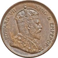 Belize coin 1 Cent - Edward VII (1904 - 1909) obverse obverse of 1 Cent - Edward VII (1904 - 1909) coin with KM# 11 from Belize. Inscription: EDWARD VII KING & EMPEROR