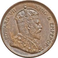 obverse of 1 Cent - Edward VII (1904 - 1909) coin with KM# 11 from Belize. Inscription: EDWARD VII KING & EMPEROR