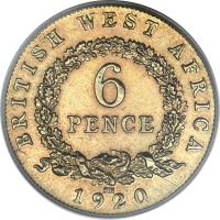 British West Africa coin 6 Pence - George V (1920 - 1936) reverse reverse of 6 Pence - George V (1920 - 1936) coin with KM# 11b from British West Africa. Inscription: BRITISH WEST AFRIKA 6 PENCE 1920