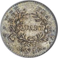 France coin 1/4 Franc - Napoleon I (1803) reverse reverse of 1/4 Franc - Napoleon I (1803) coin with KM# 653 from France. Inscription: REP. FRA. QUART . . AN 12. .A.