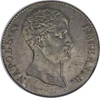 obverse of 5 Francs - Napoleon I (1803) coin with KM# 660 from France. Inscription: NAPOLEON EMPEREUR.