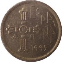 obverse of 5 Pesetas - Juan Carlos I - Asturias (1995) coin with KM# 946 from Spain. Inscription: ESPAÑA 1995