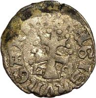 Hungary coin 1 Denar - Louis I (1373 - 1382) reverse reverse of 1 Denar - Louis I (1373 - 1382) coin with EH# 432 from Hungary. Inscription: + REGIS hVNGARIE