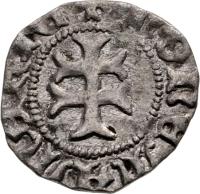 Hungary coin 1 Denar - Maria (1383) obverse obverse of 1 Denar - Maria (1383) coin with EH# 442 from Hungary. Inscription: MONETA MARIE +