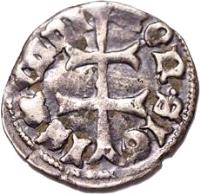 obverse of 1 Denar - Sigismund of Luxemburg (1390 - 1427) coin with EH# 449 from Hungary. Inscription: mon · SIG ISmVndI