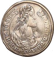 Hungary coin 15 Krajczár - Leopold I (1661 - 1686) obverse obverse of 15 Krajczár - Leopold I (1661 - 1686) coin with KM# 175 from Hungary. Inscription: LEOPOLD*D:G*R*I (XV) S*A*G*H*B*REX