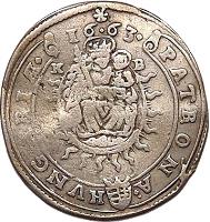 Hungary coin 15 Krajczár - Leopold I (1661 - 1686) reverse reverse of 15 Krajczár - Leopold I (1661 - 1686) coin with KM# 175 from Hungary. Inscription: PATRONA*HUNGARIAE*16*74