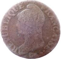 France coin 5 Centimes (1796 - 1800) obverse obverse of 5 Centimes (1796 - 1800) coin with KM# 640 from France. Inscription: REPUBLIQUE FRANÇAISE