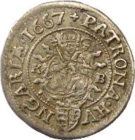 Hungary coin 3 Krajczár - Leopold I (1661 - 1696) reverse reverse of 3 Krajczár - Leopold I (1661 - 1696) coin with KM# 163 from Hungary.