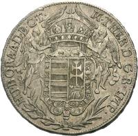 obverse of 1 Thaler - Maria Theresa - Madonnenthaler (1767 - 1780) coin with KM# 386 from Hungary. Inscription: M.THER.D.G.R IMP.HU.BO R.A.A.D.B.C.T.
