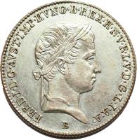 obverse of 10 Krajczár - Ferdinand V (1837 - 1848) coin with KM# 421 from Hungary.