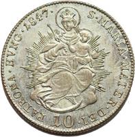 Hungary coin 10 Krajczár - Ferdinand V (1837 - 1848) reverse reverse of 10 Krajczár - Ferdinand V (1837 - 1848) coin with KM# 421 from Hungary. Inscription: 1847 10