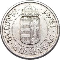 obverse of 2 Pengő - Miklós Horthy - Red Army Countermark (1941 - 1943) coin with LN# 14d from Hungary. Inscription: · MAGYAR · KIRÁLYSÁG · 1942 ·