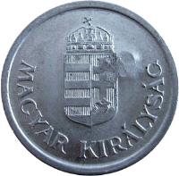 obverse of 1 Pengő - Miklós Horthy - Red Army Countermark (1941 - 1944) coin with LN# 12d from Hungary. Inscription: MAGYAR KIRÁLYSÁG