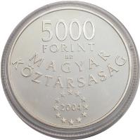 obverse of 5000 Forint - Hungary's EU membership (2004) coin with KM# 776 from Hungary.