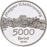 Hungary coin 5000 Forint - Siklós Castle (2008) obverse obverse of 5000 Forint - Siklós Castle (2008) coin with KM# 807 from Hungary. Inscription: MAGYAR KÖZTÁRSASÁG BP. 5000 FORINT 2008