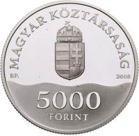 obverse of 5000 Forint - Beijing Olympics - Waterpolo Player (2008) coin with KM# 808 from Hungary.