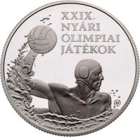 Hungary coin 5000 Forint - Beijing Olympics - Waterpolo Player (2008) reverse reverse of 5000 Forint - Beijing Olympics - Waterpolo Player (2008) coin with KM# 808 from Hungary.