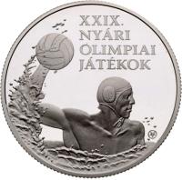 reverse of 5000 Forint - Beijing Olympics - Waterpolo Player (2008) coin with KM# 808 from Hungary.