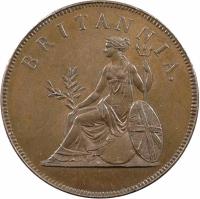 Ionian Islands coin 1 Obol (1819) obverse obverse of 1 Obol (1819) coin with KM# 32 from Ionian Islands. Inscription: BRITANNIA.