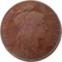 France coin 5 Centimes (1897 - 1921) obverse obverse of 5 Centimes (1897 - 1921) coin with KM# 842 from France. Inscription: REPUBLIQUE FRANÇAISE DANIEL-DUPUIS