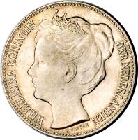 obverse of 2 1/2 Gulden - Wilhelmina (1898) coin with KM# 123 from Netherlands. Inscription: WILHELMINA KONINGIN DER NEDERLANDEN