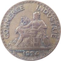 obverse of 2 Francs - Chambres de Commerce (1920 - 1927) coin with KM# 877 from France. Inscription: COMMERCE INDUSTRIE 1921 DOMARD INV