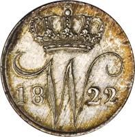 obverse of 5 Cents - Willem I (1818 - 1828) coin with KM# 52 from Netherlands. Inscription: 1822